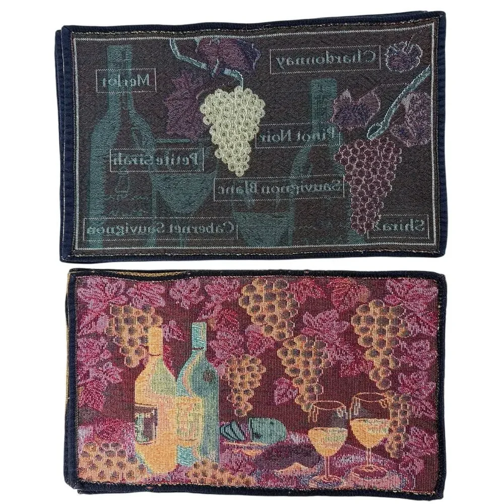 Vintage 90s Wine Grapes Tapestry Placemats Set of 8 Two Designs 18.5x11.5